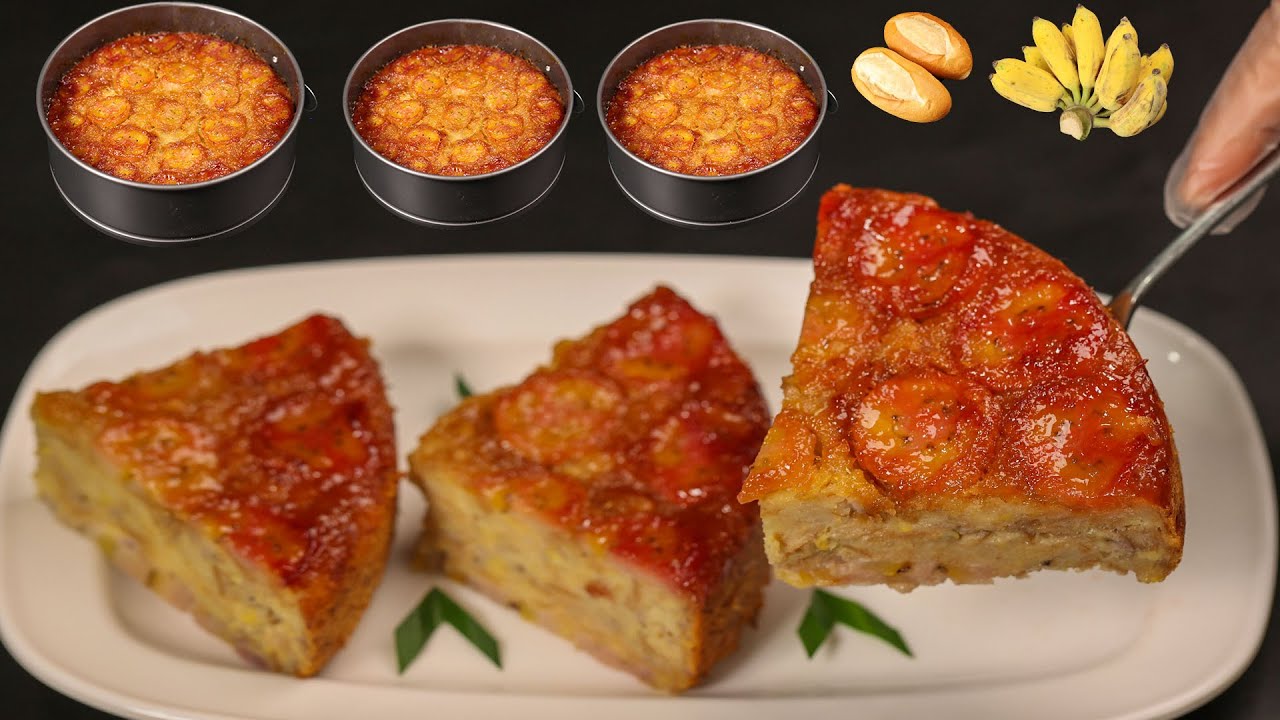 Bánh chuối nướng Không cần bột, chỉ 2 ổ bánh mì nguội mà ngon không ngờ