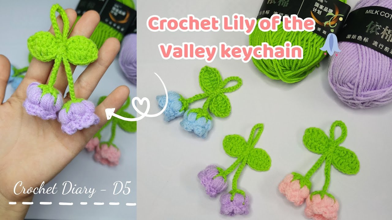 Crochet Lily of the Valley keychain | Beginer Toturial so easy | Móc khóa hoa chuông