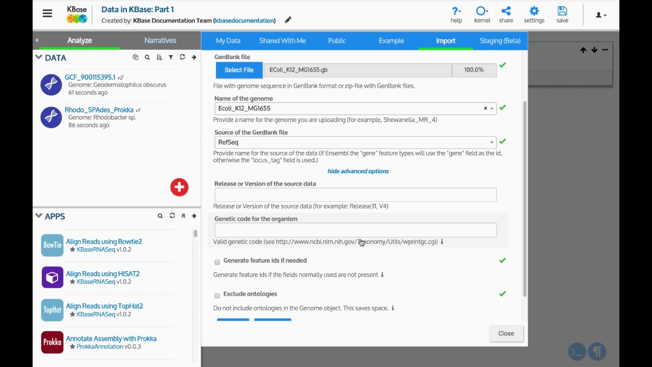 Data in KBase (1/2): Searching, Adding, and Uploading Data