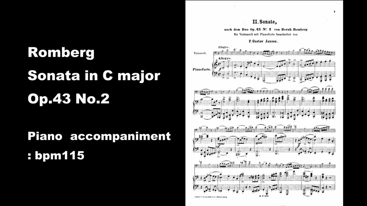 Romberg Sonata in C major Op.43 No.2 piano accompaniment bpm115