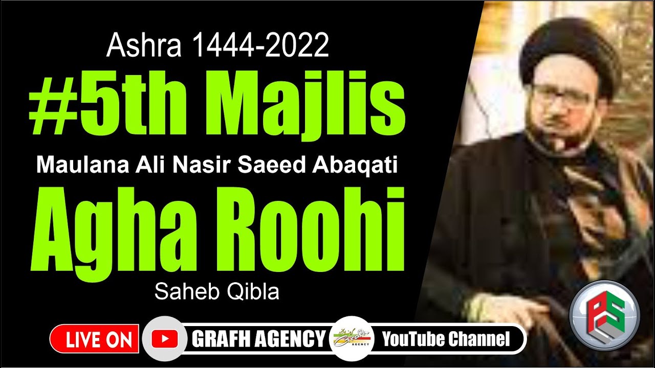 🔴 Live Maulana Agha Roohi | 5th Majlis | Ashra 1444 - 2022 | Imambada Afzal Mahal | Lucknow India