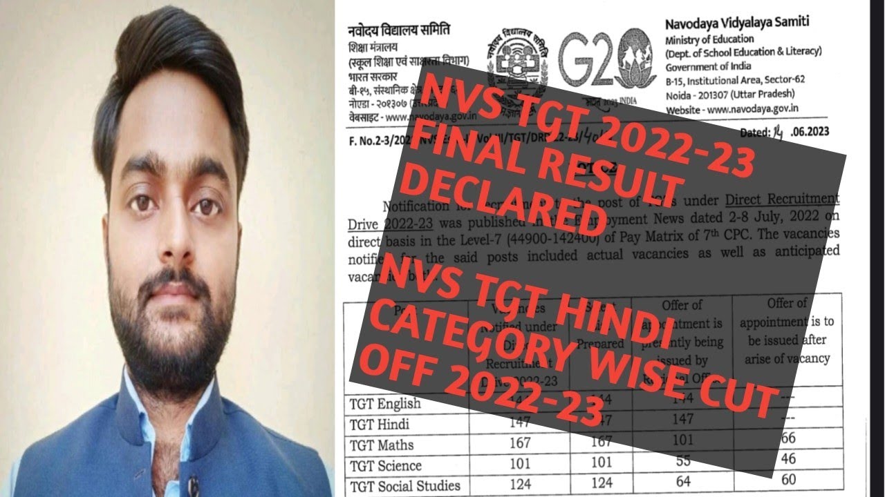 NVS TGT FINAL RESULT 2022-23. NVS TGT HINDI CUT OFF 2022-23