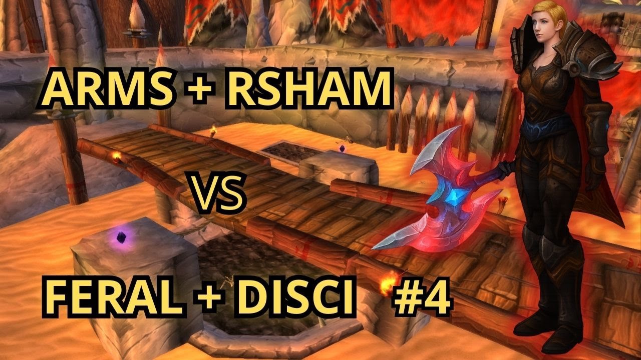 Arms + Rsham vs Feral + Disci Priest #4 2v2 | WotLK Warmane Lordaeron