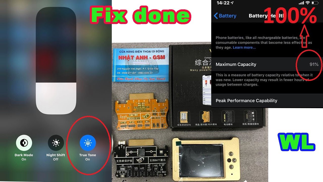 fix pin iphone,fix true tone,fix rung,test cáp test tai nghe chính hãng,by tool WL
