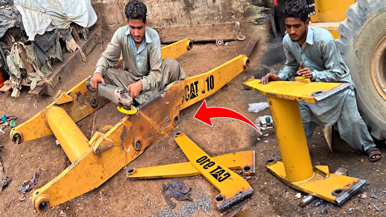 Expert Welder of Rebuilding Caterpillar Loader 910 Small Boom to long boom of easy  loading work