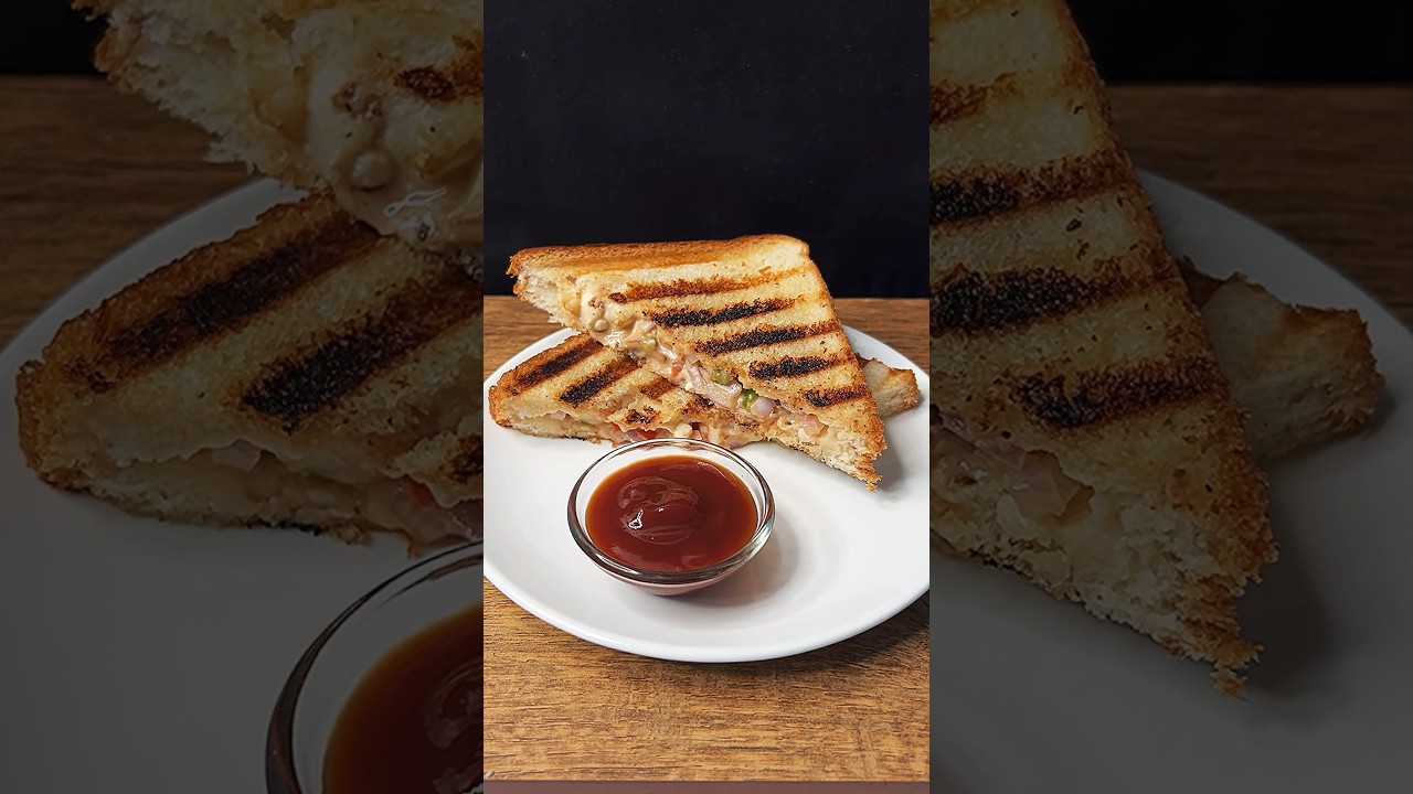 Cheese Spread Grilled Sandwich🥪 Asmr #trendingshorts #recipe