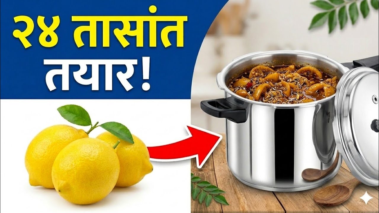 Oil Free Lemon Pickle | Cooker Trick Recipe 🍋 | 24 Hrs Instant Limbache Lonche | Marathi