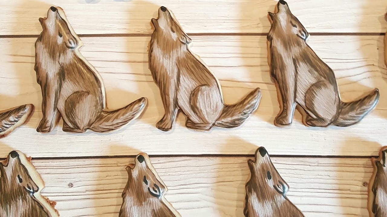 Handpainted Wolf Sugar Cookies on Kookievision by Sweethart Baking Experiment