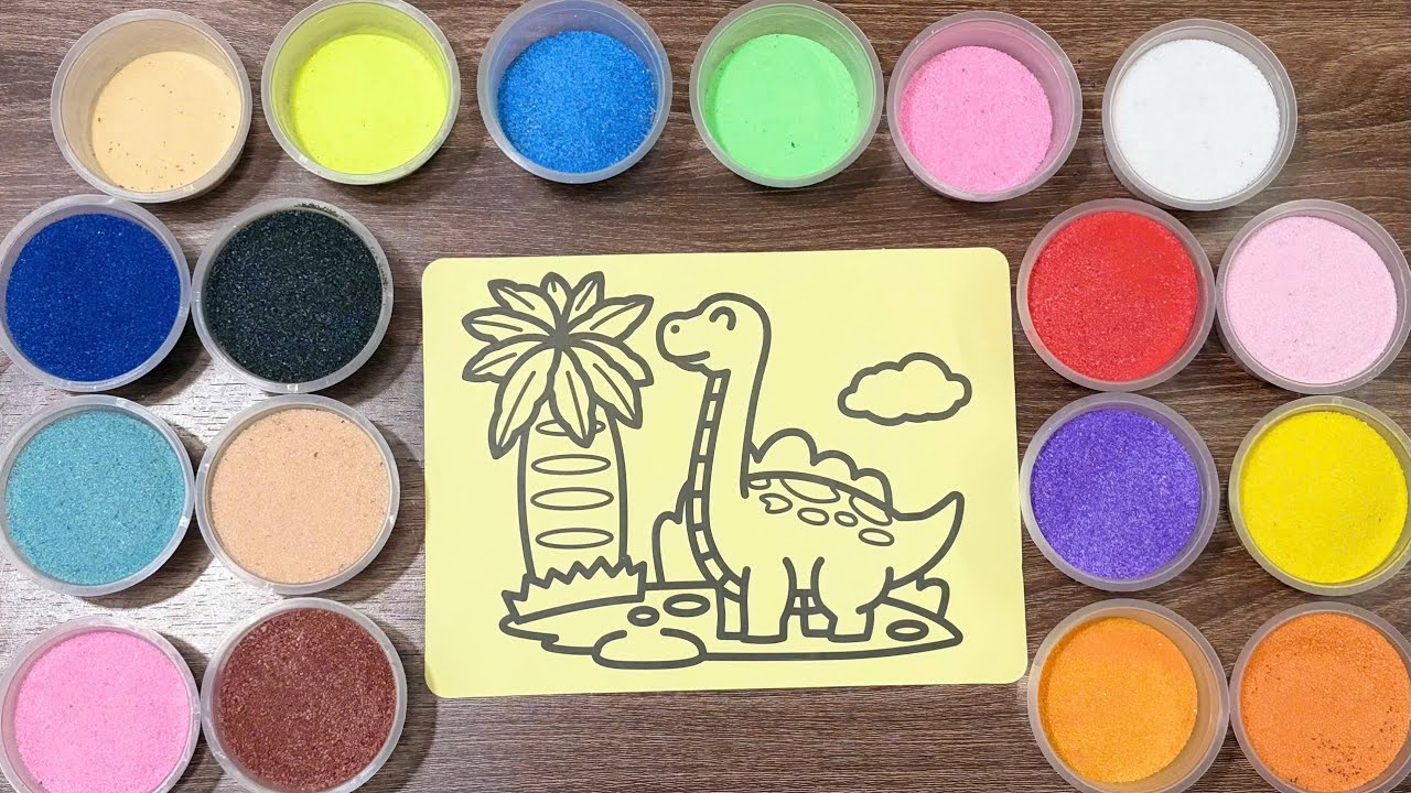 Cute Dinosaur Sand Art 🦕 | Rainbow Sand Painting for Kids | Relaxing & Creative (Sand Art World Kids