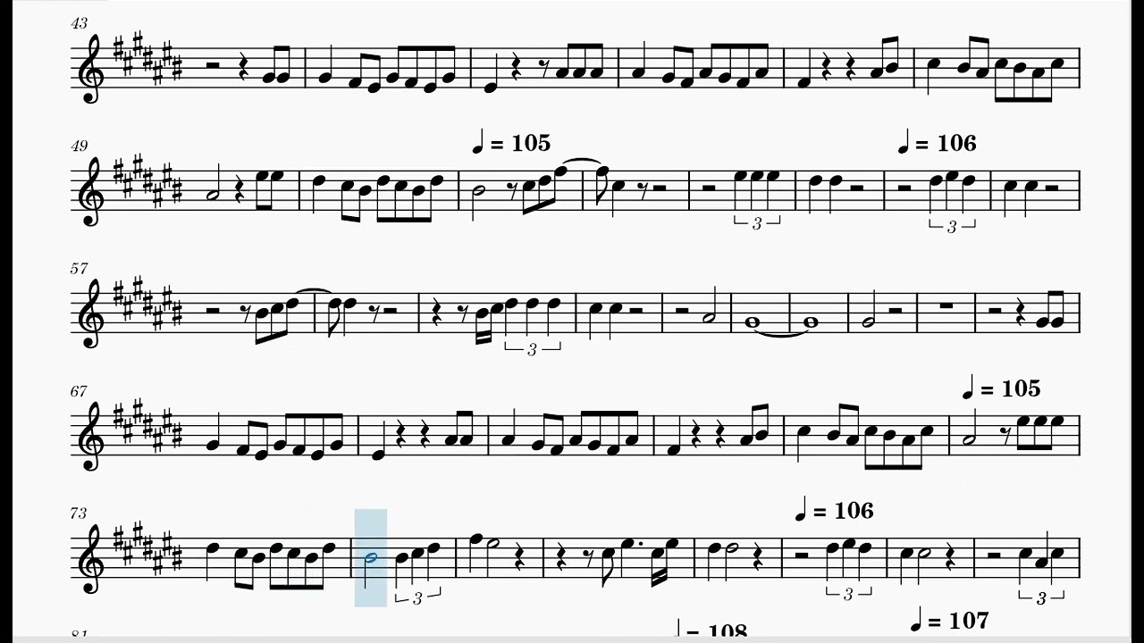 GUIA PARTITURA DE ASI FUE, SAXO ALTO INSTRUMENTOS EN Eb