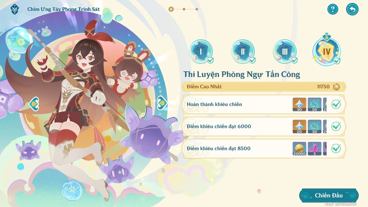 Genshin Impact|Events:Chim Ưng Tây Phong Trinh Sát ( IV - Thí Luyện Phòng Ngự Tấn Công )
