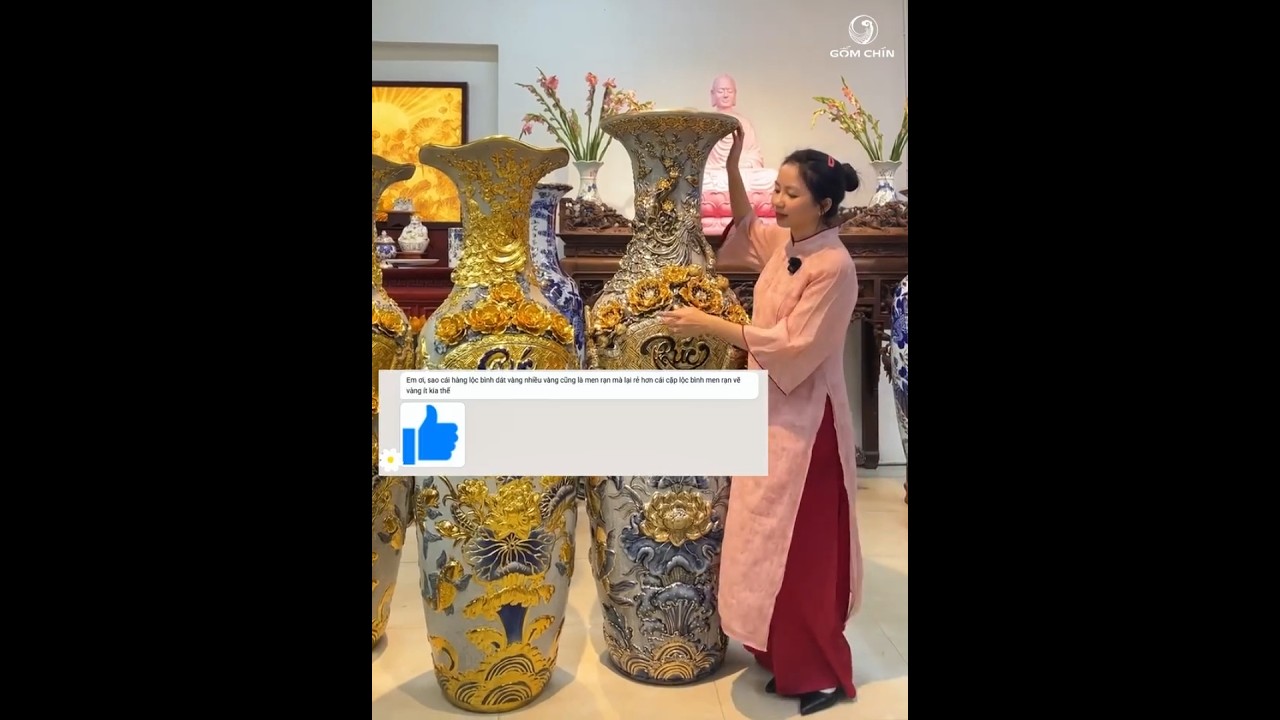Sự khác biệt giữa 2 dòng lộc bình men rạn Vẽ Vàng 24k và Dát Vàng Sơn Ta