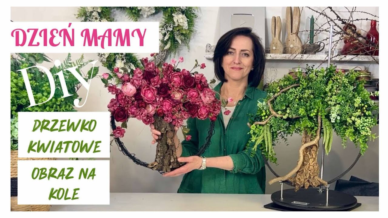 OBRAZ KWIATOWY Z OKAZJI DNIA MATKI / DRZEWKO NA KOLE / ZRÓB TO SAM