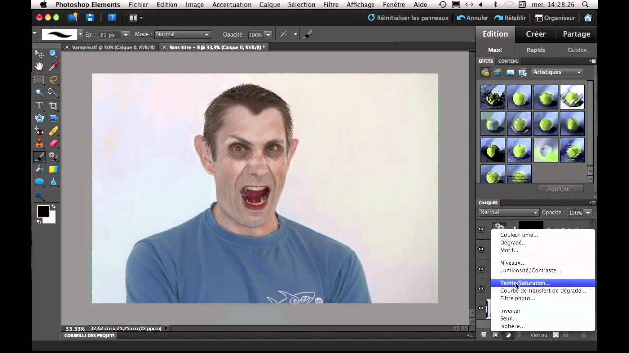 Transformation en vampire avec Photoshop Elements