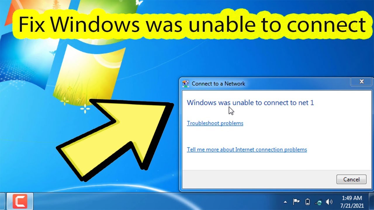 Windows was unable to connect wifi windows 7 Laptop and Desktop