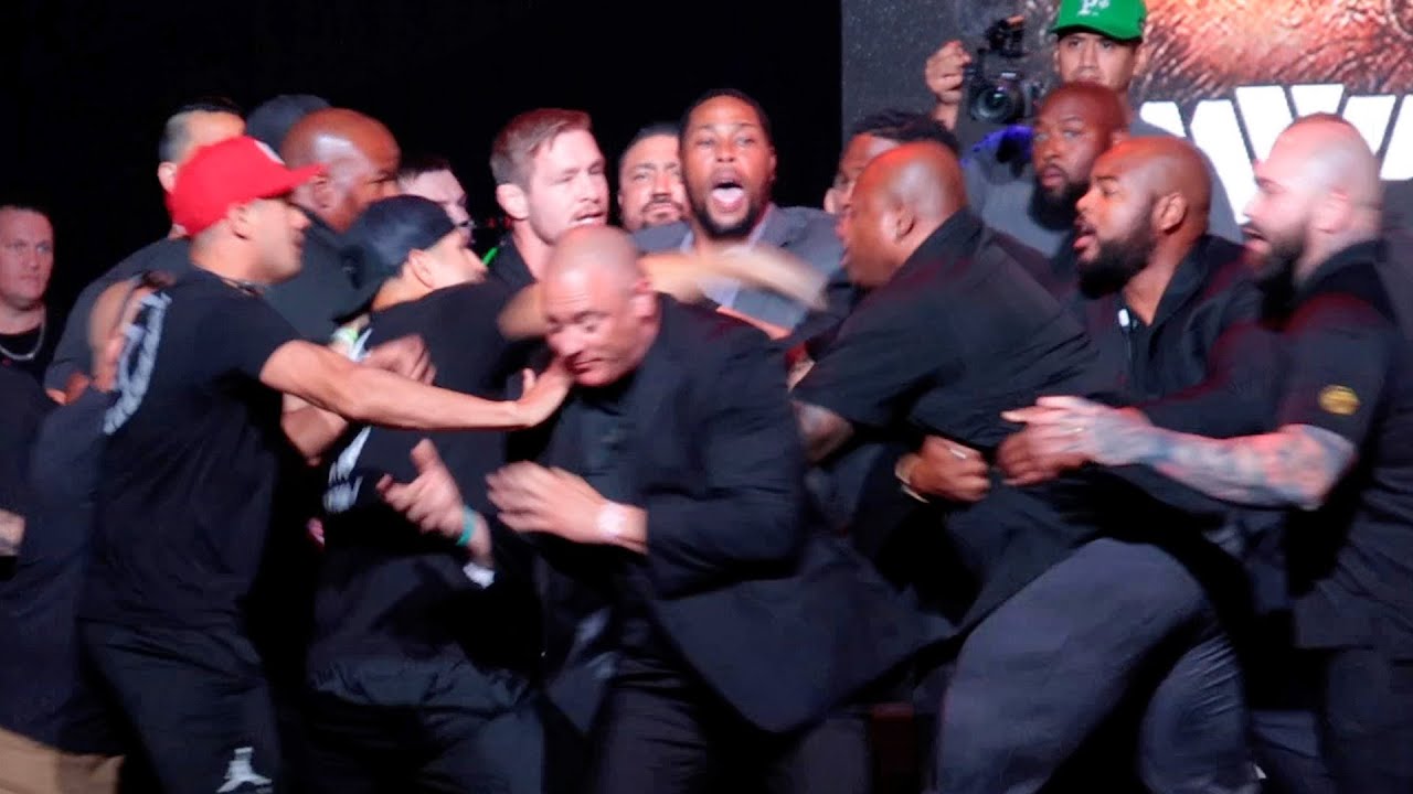 Nate Diaz team BRAWLS with Jake Paul security as hell breaks lose during press conference!