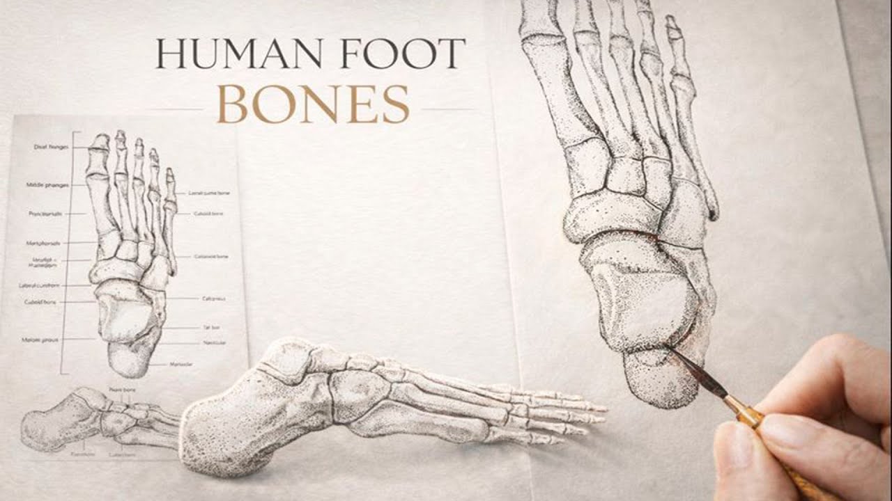 How I Illustrated Human Foot Bones | Stippling Art Process