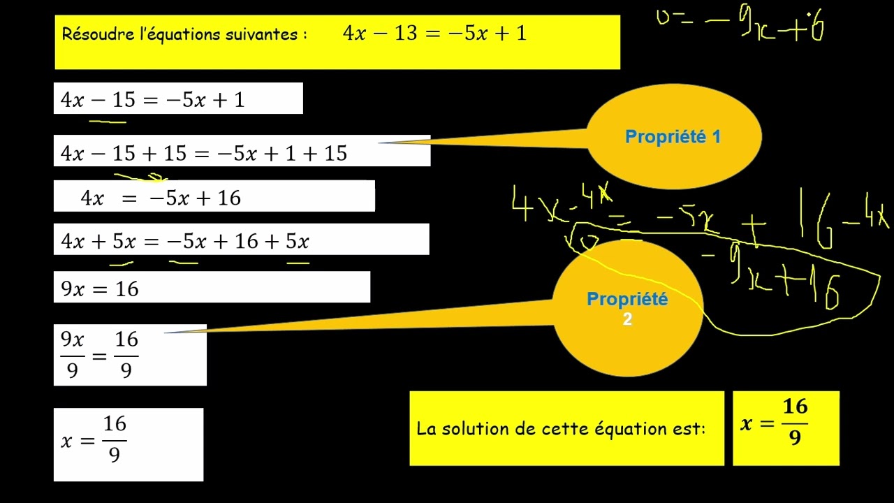 Equations du Premier degr&eacute;s  Partie2                    First Degree Equations