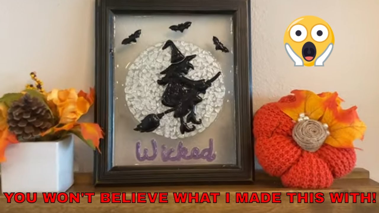 # 208 HALLOWEEN WITCH GLASS AND EPOXY RESIN ART GLASS ON GLASS ART HOLIDAY / HALLOWEEN CRAFT