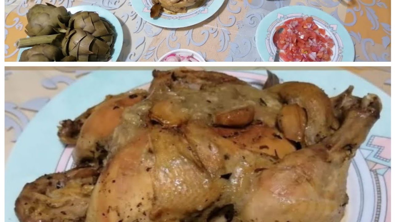دجاج منسم بالزعتر مشوي في الكوكوت سهل التحضير . أكلة دجاج مشوي مع سلطة خضر. برنامج حمية