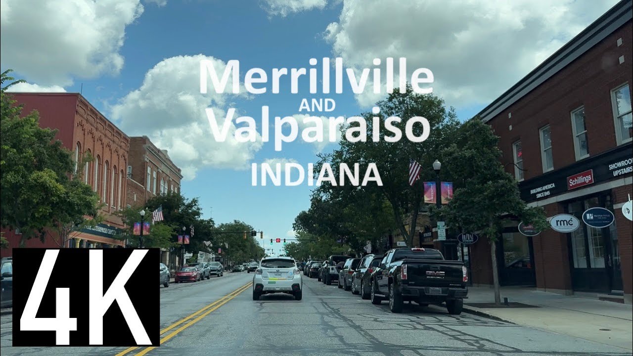 Road Tour of Merrillville & Valparaiso, Indiana in 4K  - Downtown Valpo - NW Indiana - Near Chicago