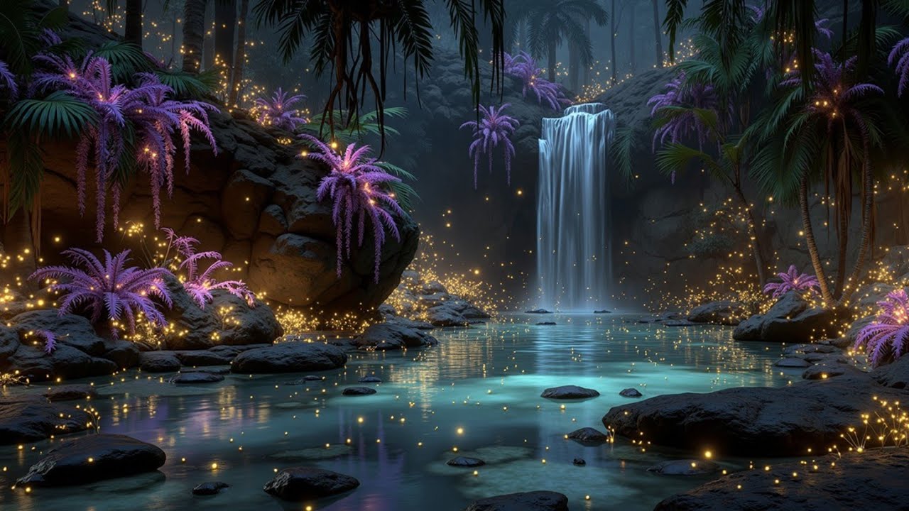 Deep House Music for Chill Vibes ~ Relaxing Waterfall Ambient Soundscape