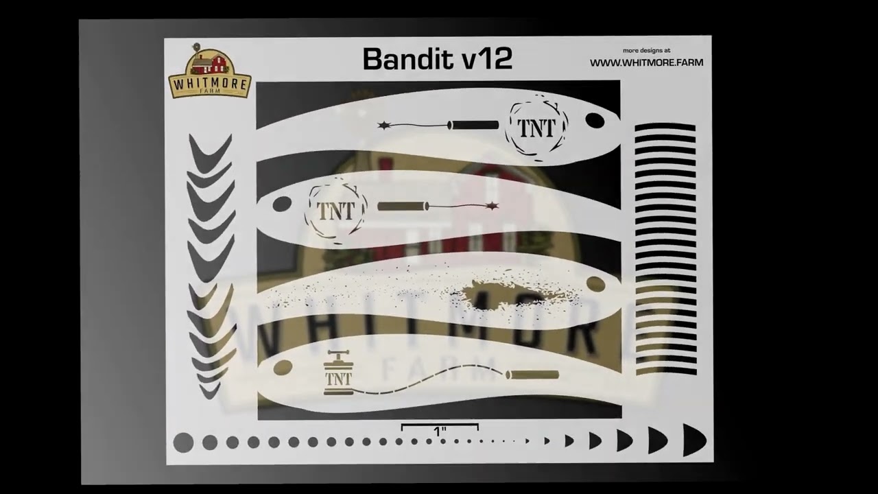 Bandit v12 Fishing Lure Airbrush Stencil - Whitmore Farm LLC