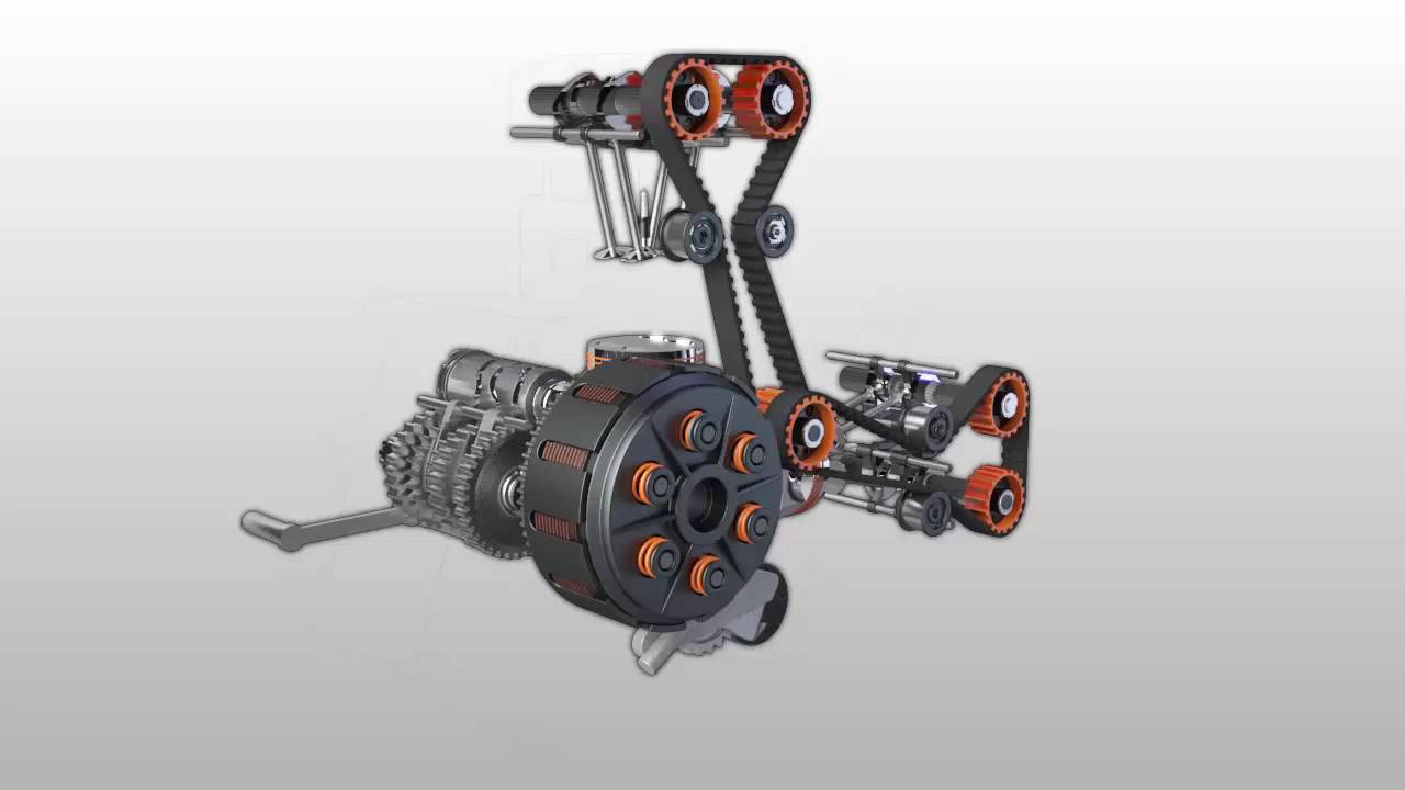 Animaci&oacute;n 3D motor Ducati Desmoquattro V90&ordm;