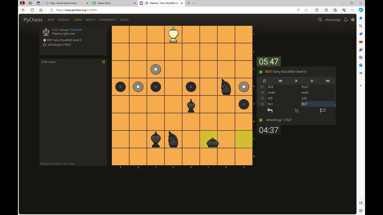 Makruk vs. the lowest level of AI on PyChess #makruk #thaichess #thaichessgame #thaichessduel #chess
