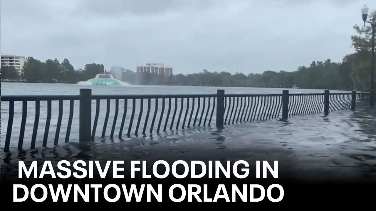 Hurricane Ian flooding causes Orlando's Lake Eola to overflow