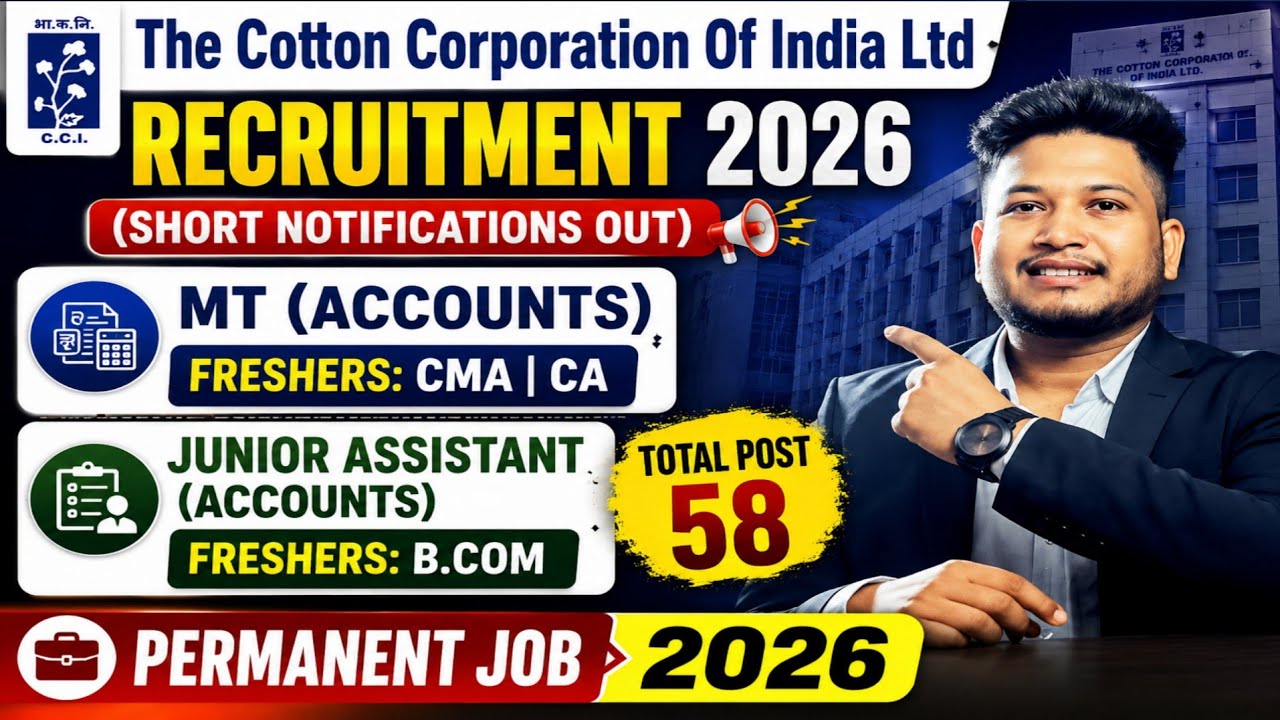 CCI MT Accounts & Junior Assistant Accounts Recruitment 2026 | Freshers CMA, CA, B.COM Govt/PSU Job