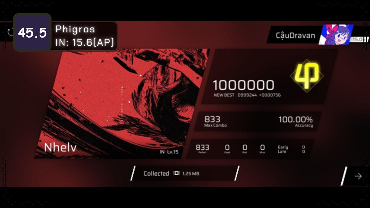 Cleared level 45.5 rhythm game in a hour lol | Phigros - IN: 15.6(AP)