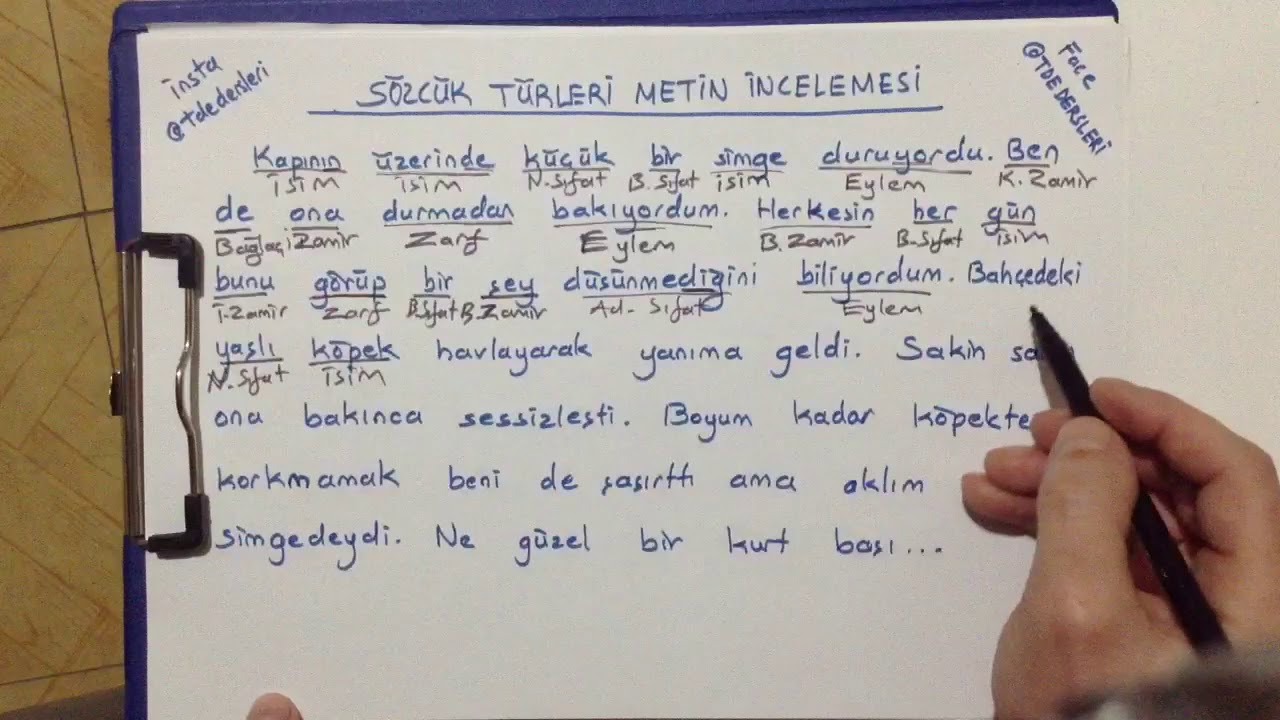 Sözcük Türleri Metin İncelemesi 2