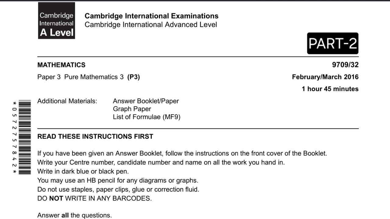 Solving A Level Cambridge Maths F/M 2016 p3v2 as a student pt.2 | 9709/32/O/N/19 | Study with Dhrubo