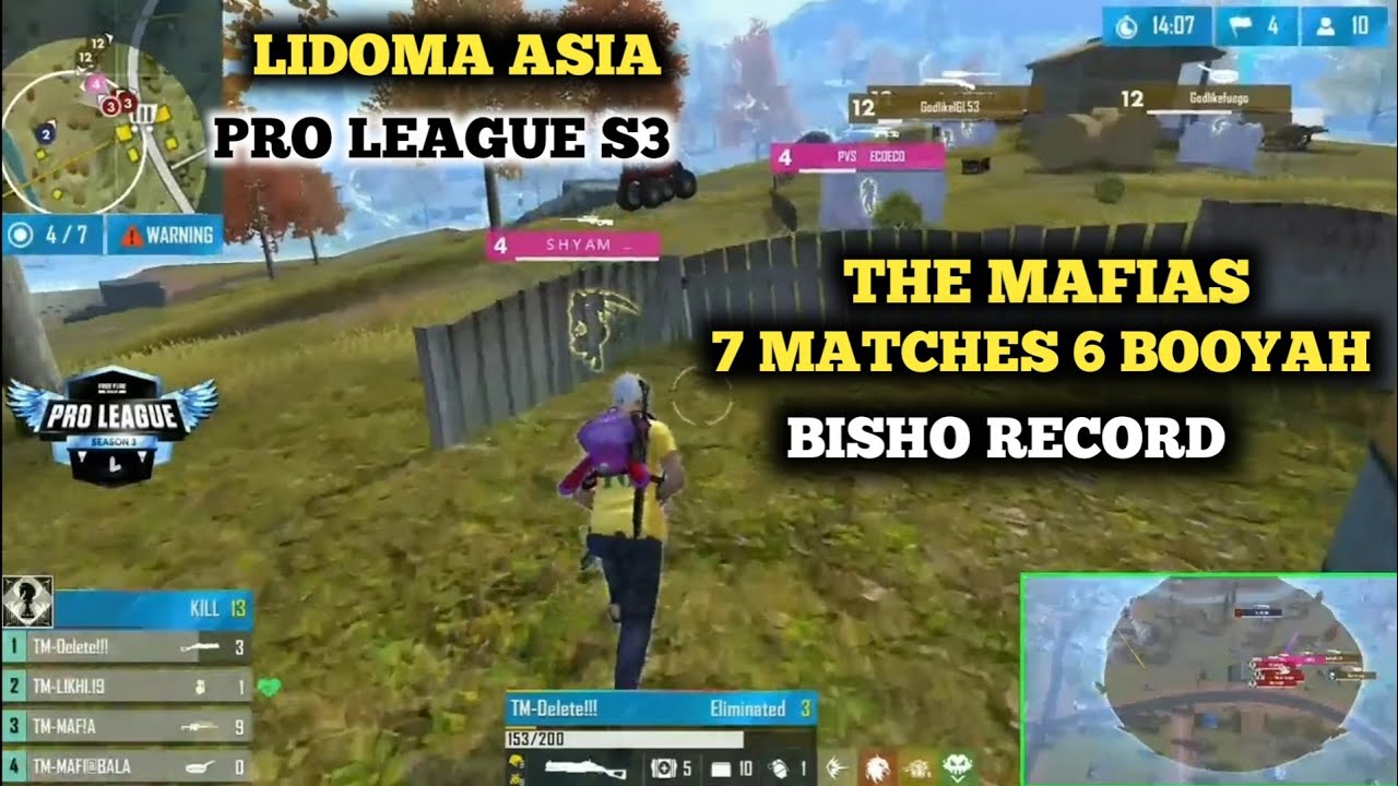 LIDOMA ASIA CUP | PRO LEAGUE S3 THE MAFIAS 7 MATCHES💞 6 BOOYAH|TURNAMENT HIGHLIGHT | ROCKY, @RDX👍