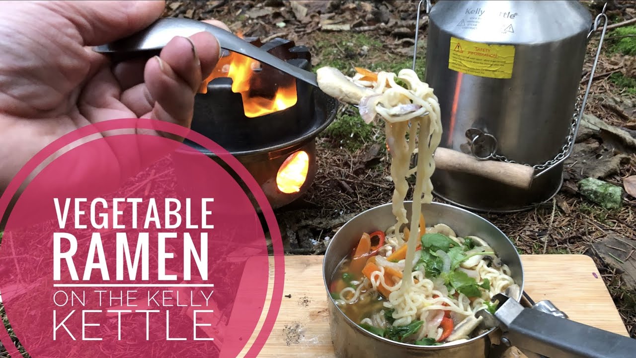 How to make a vegetable ramen on a wood burning camp stove