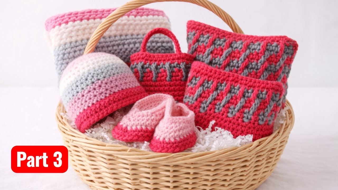 This crochet looks very classy and Timeless ❤️ Master Crochet baby shower gift basket