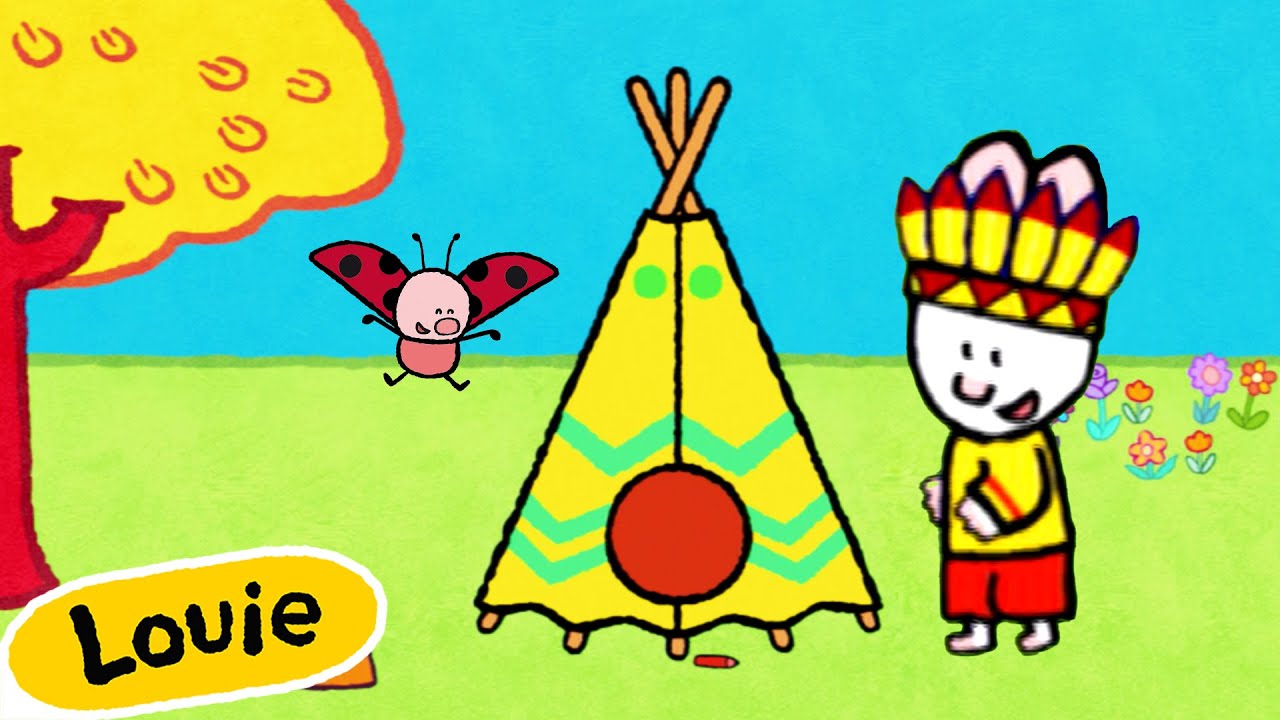 Louie, Draw Me A Teepee🎨 ✐ Drawing Videos For Kids ✐ | Cartoons for Kids