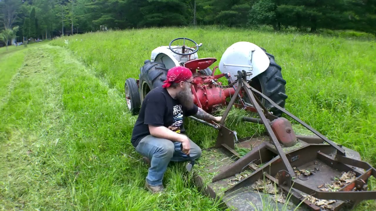 Getting the Ford 8N Tractor Started (few minor issues)- Attaching the Brush Hog - Mowing the Field