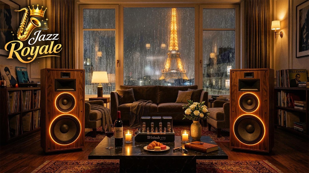Romantic Paris Night Jazz 🎷 Smooth Jazz Lounge Music with Rain Ambience✨