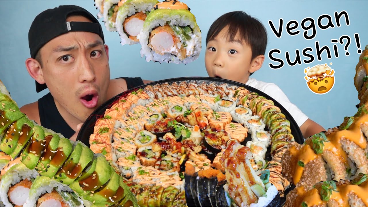MINDBLOWING- GIANT VEGAN SUSHI MUKBANG!!