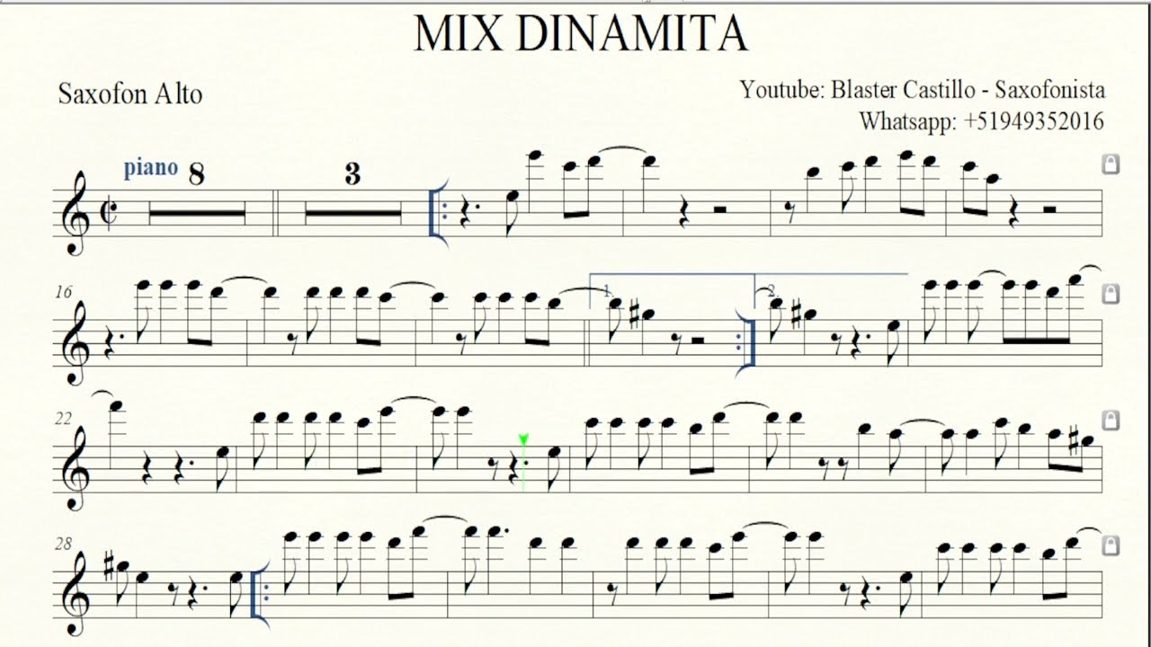 MIX DINAMITA SAXO ALTO PARTITURA