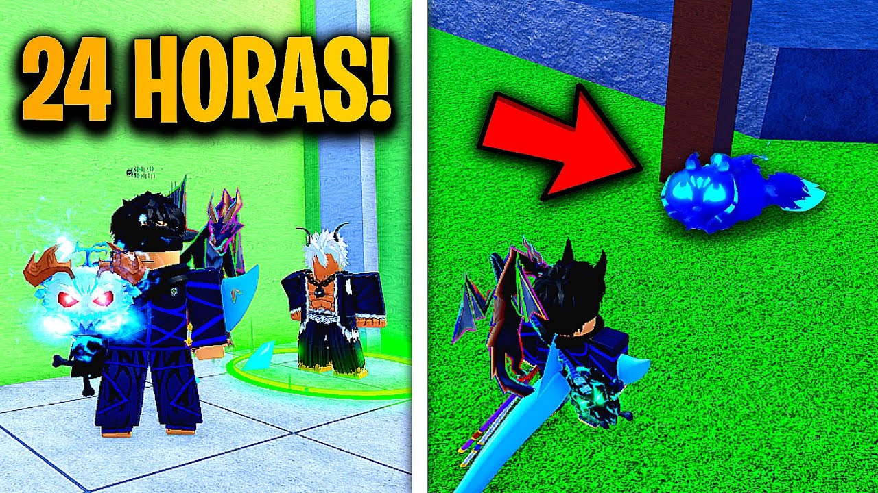 24 Horas Pegando Frutas Míticas no Blox Fruits!