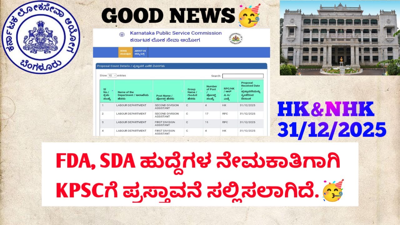 🟠KPSC ಯಲ್ಲಿ SDA, FDA ಹುದ್ದೆಗಳ ಪ್ರಸ್ತಾವನೆ ಸ್ವೀಕರಿಸಲಾಗಿದೆ.!🥳 | GOOD NEWS |✅✅