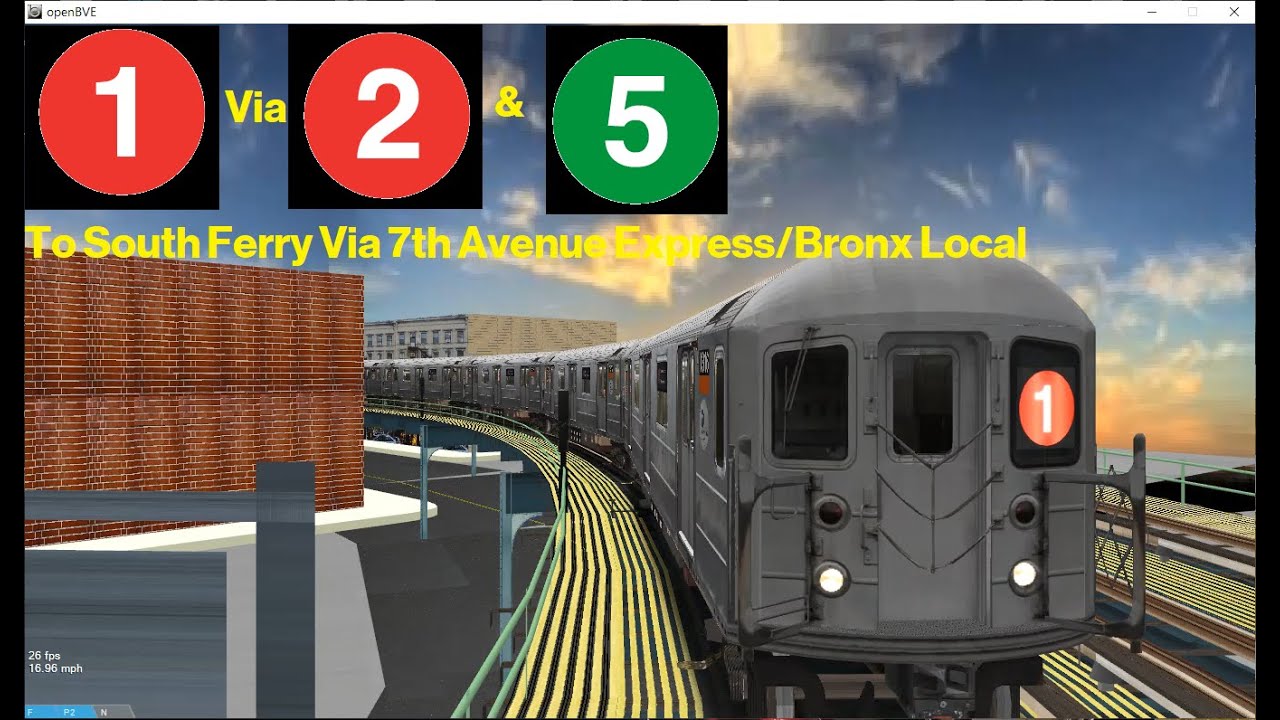 OpenBVE Special: 1 Train To South Ferry Via 7th Avenue Express/Bronx Local (R62)