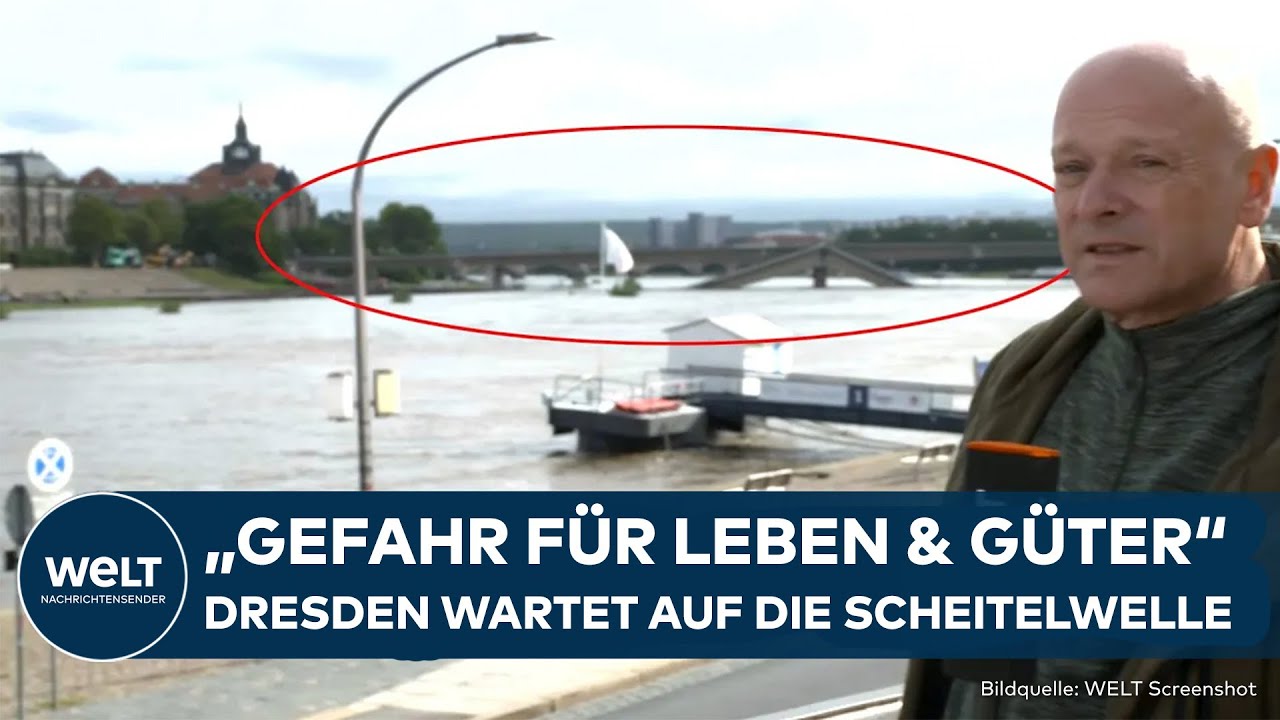 DRESDEN HOCHWASSER WARNSTUFE 1: Carolabrücke gesichert - Scheitelwelle mit höchster Gefahr erwartet