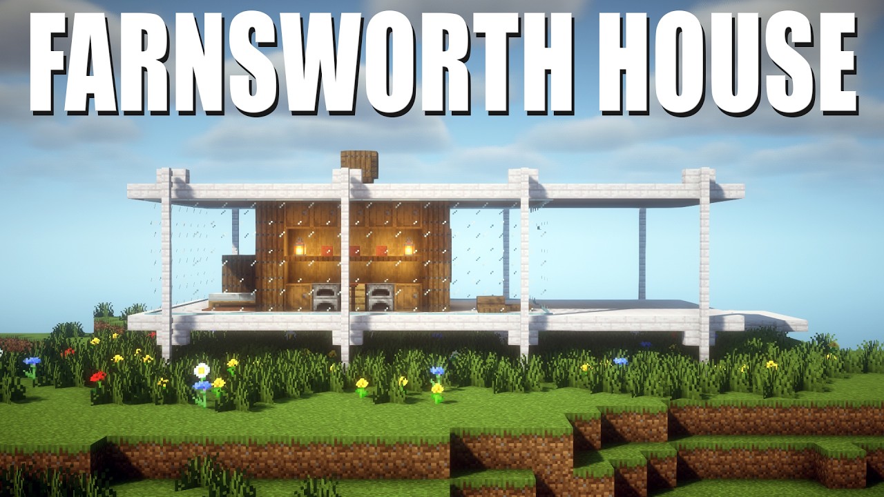 Building The Famous Farnsworth House in Minecraft PERFECTLY!