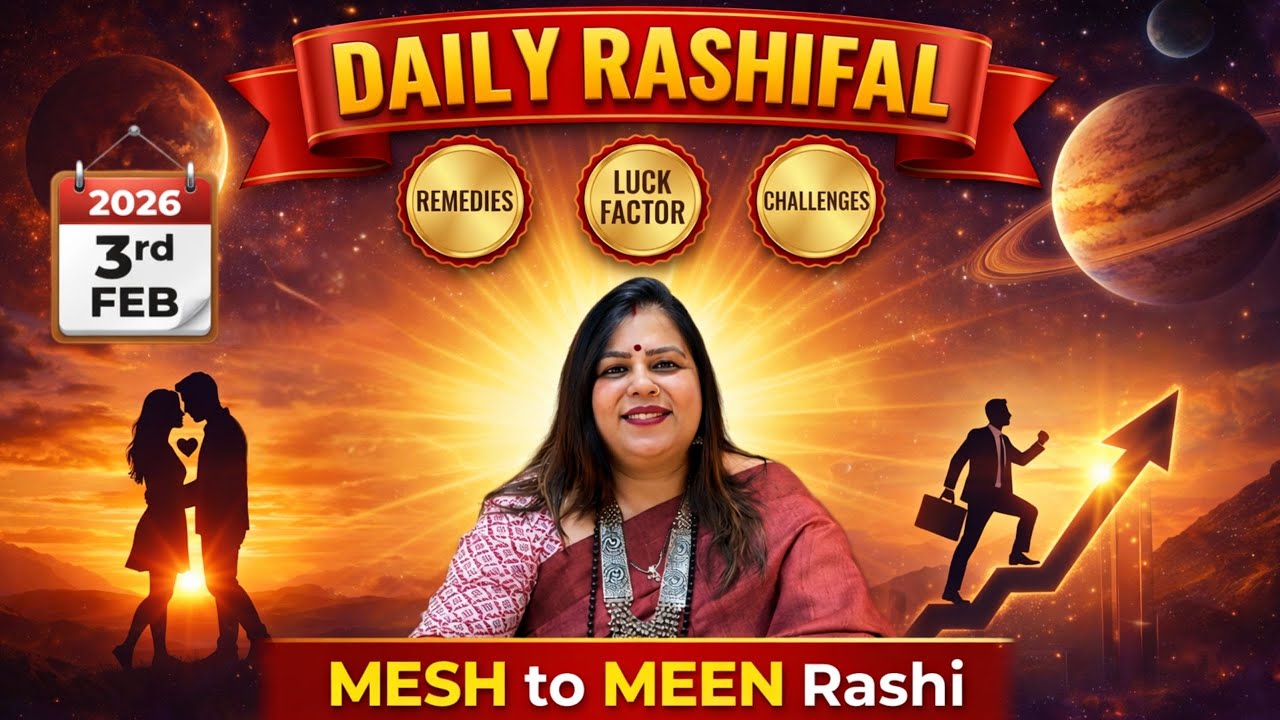 Aaj Ka Rashifal 3 February 2026 | Mesh Se Meen Rashi | Remedies, Luck Factor & Challenges | Astroji
