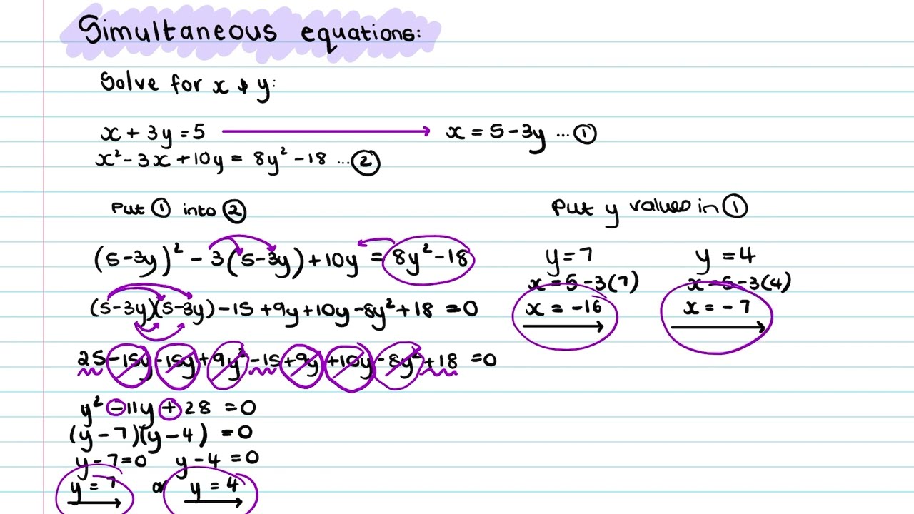 Sum #18: Simultaneous Equations (Grade 11)