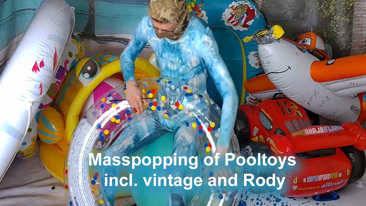Pop inflatable - Massive popping of vintage pool toys and a rody (trailer)